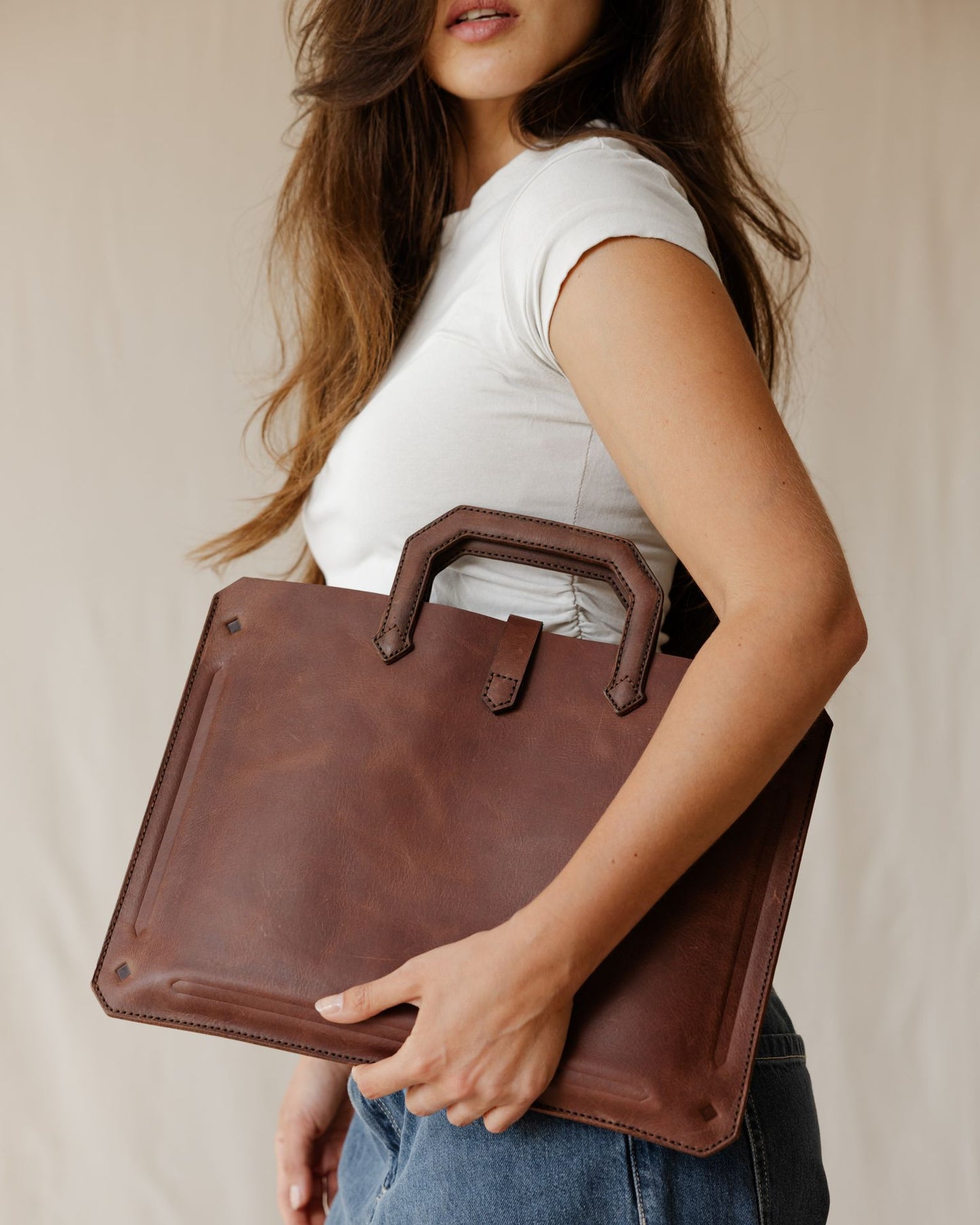 Brown Top Handle Laptop Sleeve
