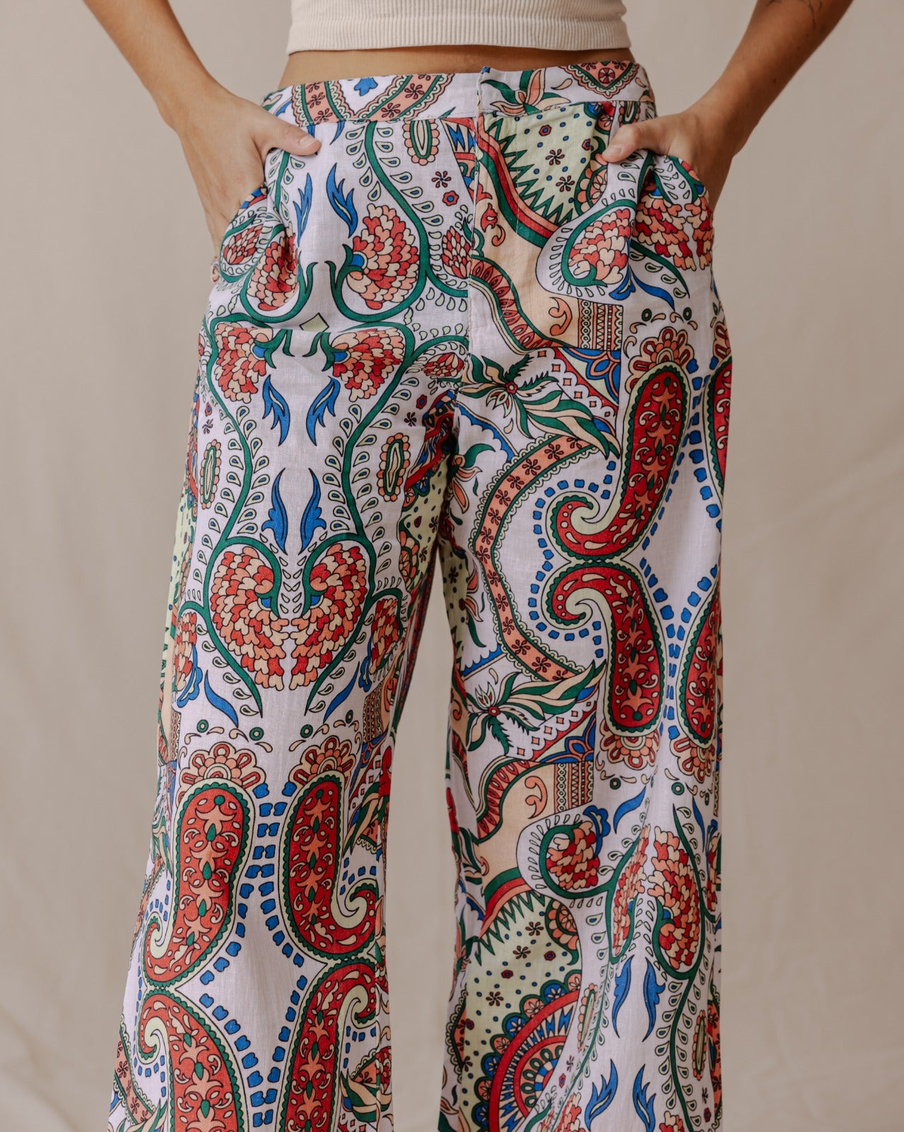 Bohemian Paisley Linen Pants