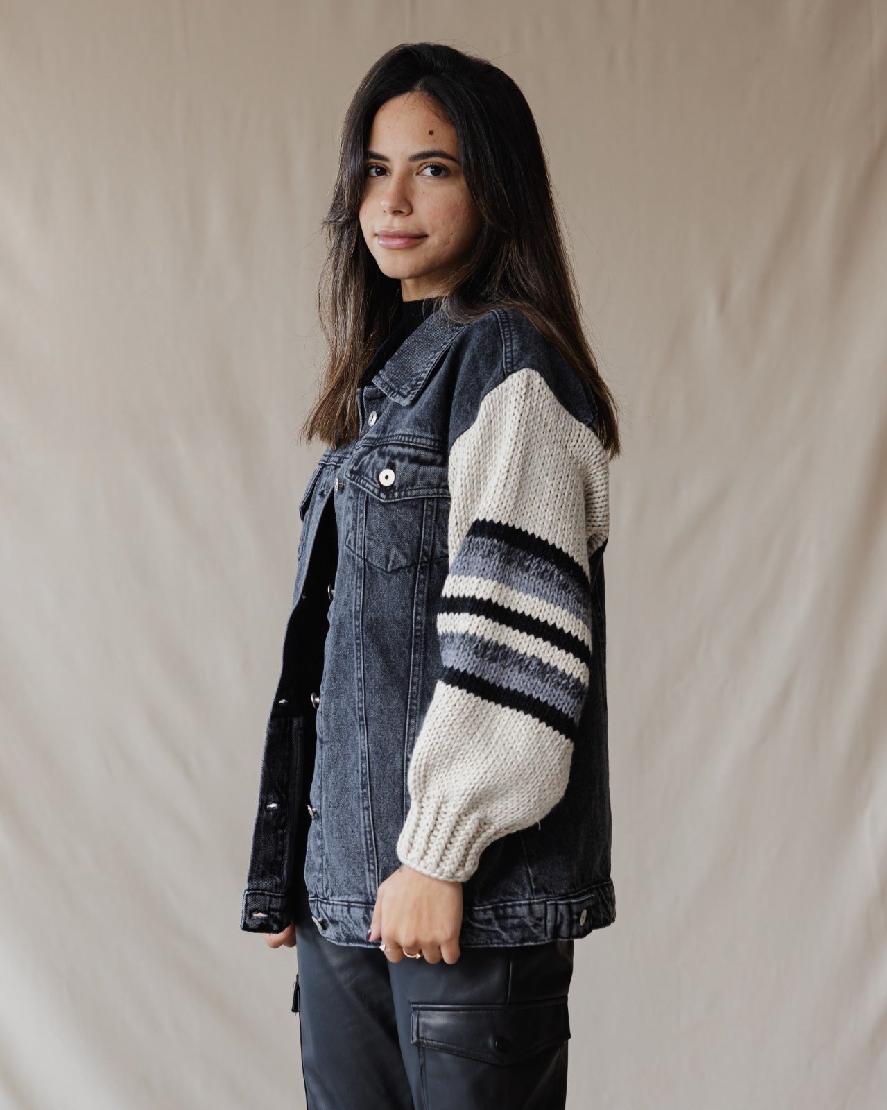 Giacca in denim Ace Trico X nera