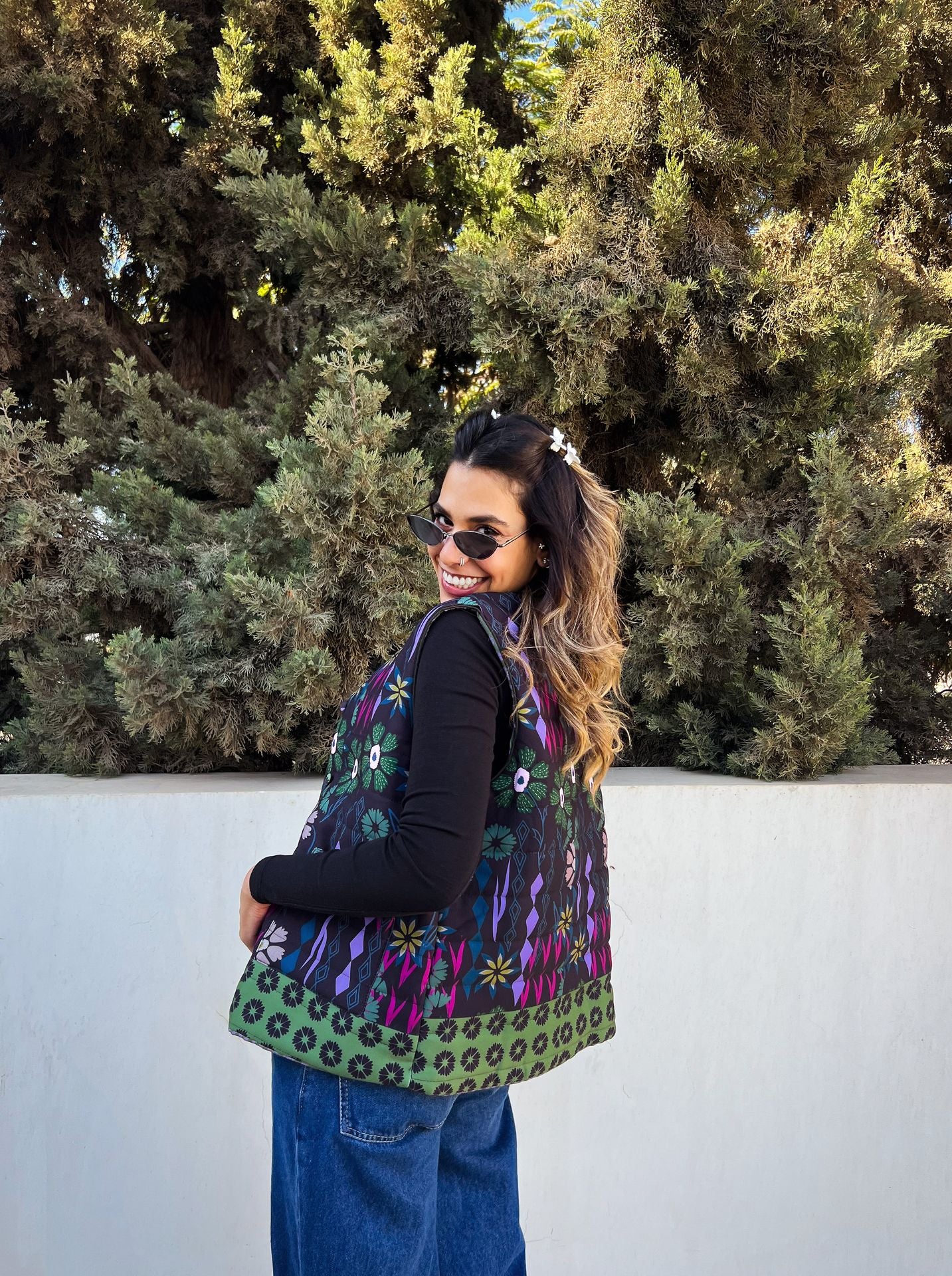Gilet reversibile Botanical Garden blu navy