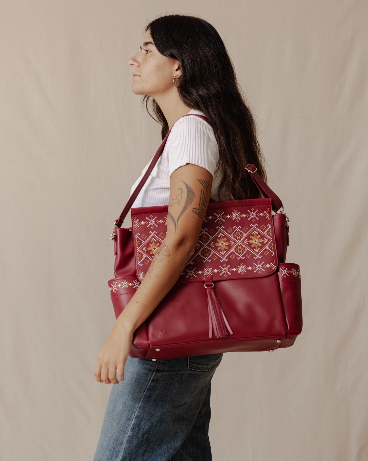 Diaper Bag Blossom Burgundy