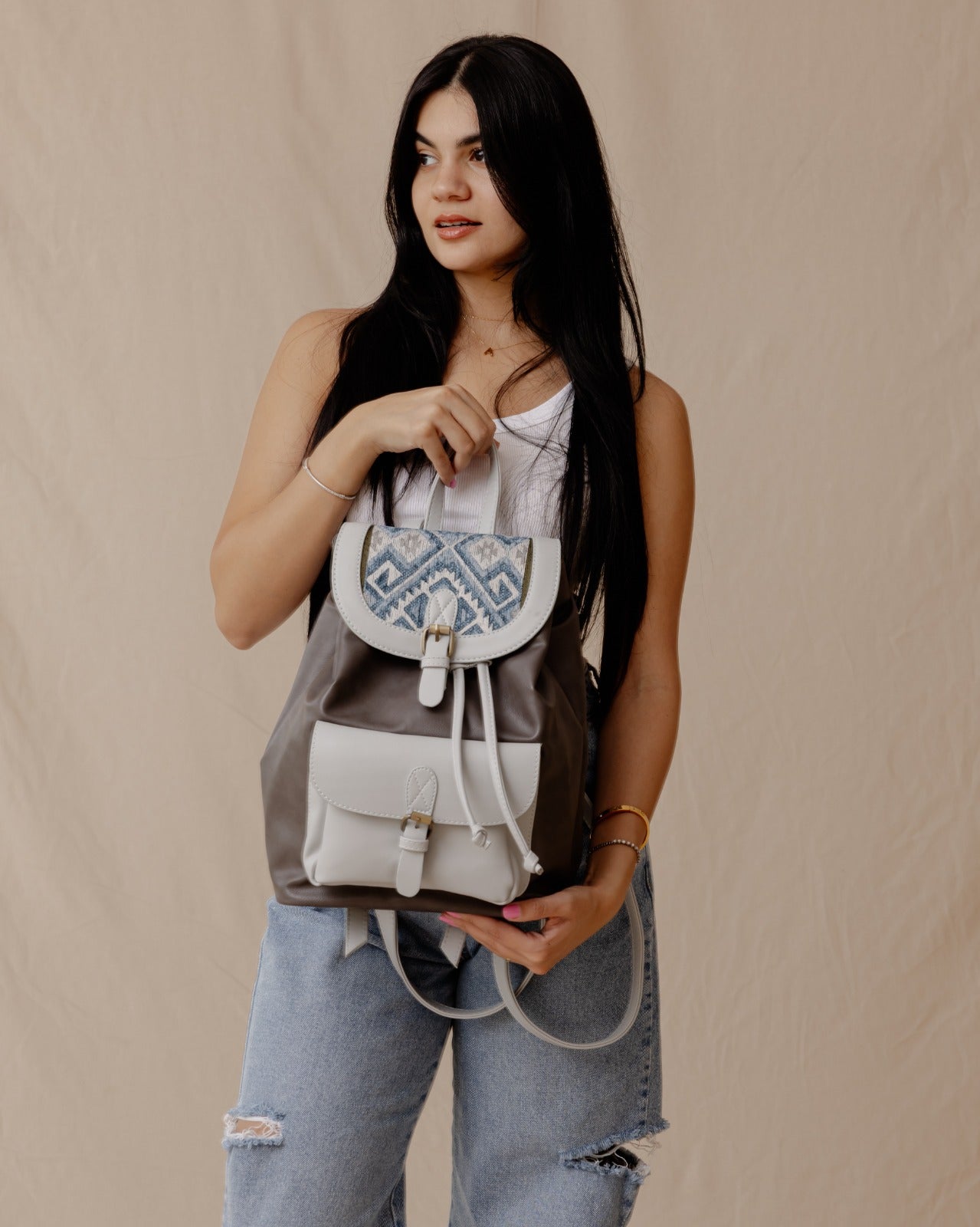 Mochila original gris x azul