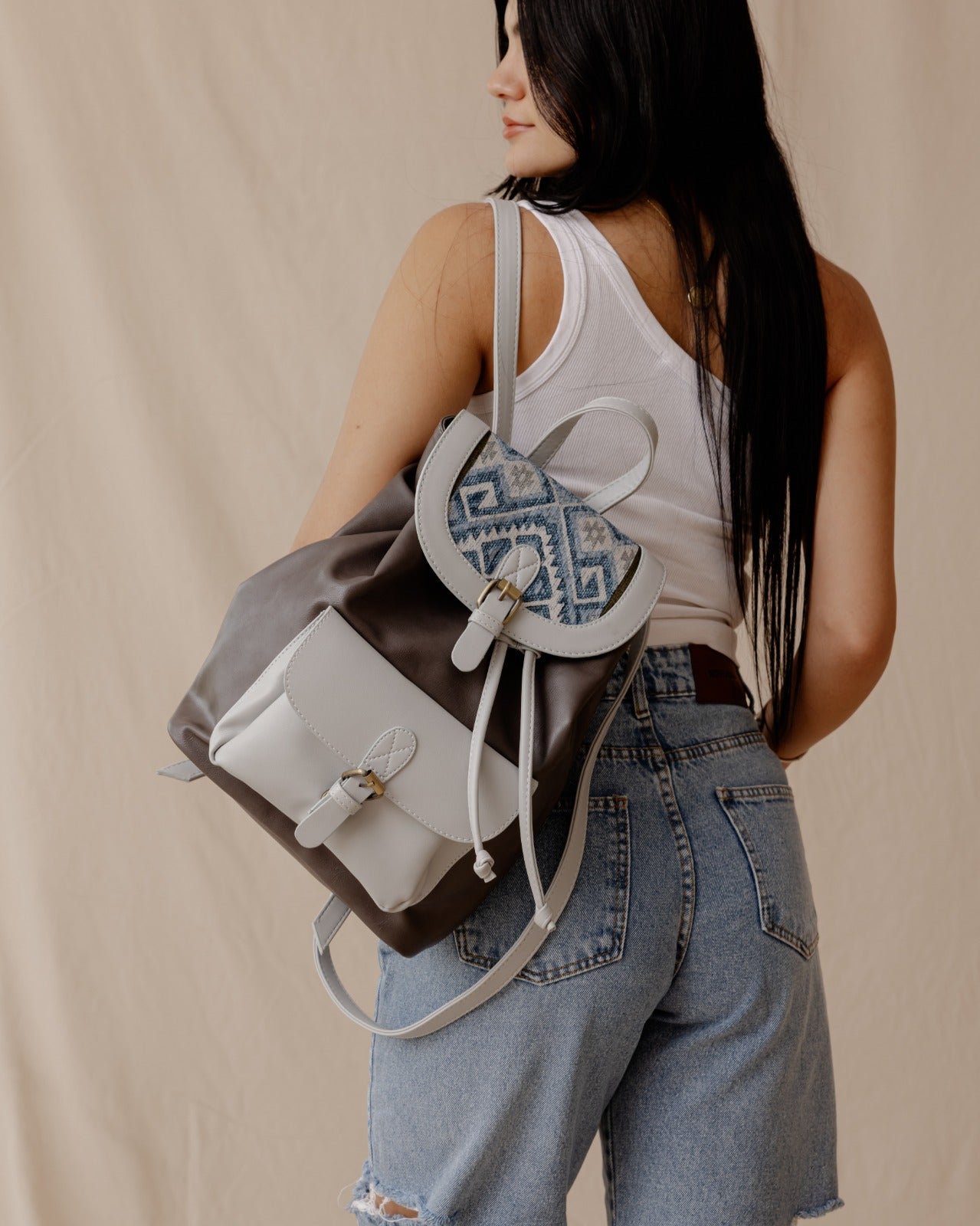 Mochila original gris x azul