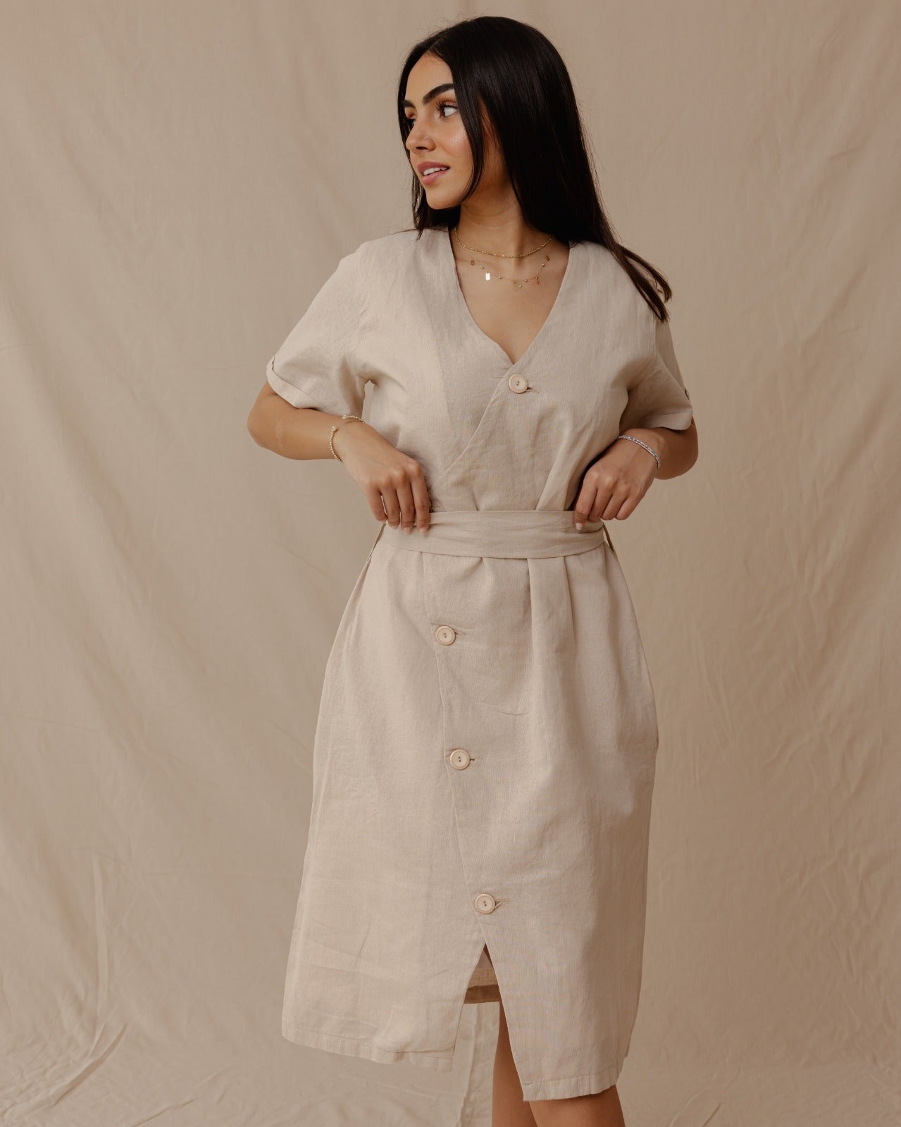 Abito in lino Resort Beige