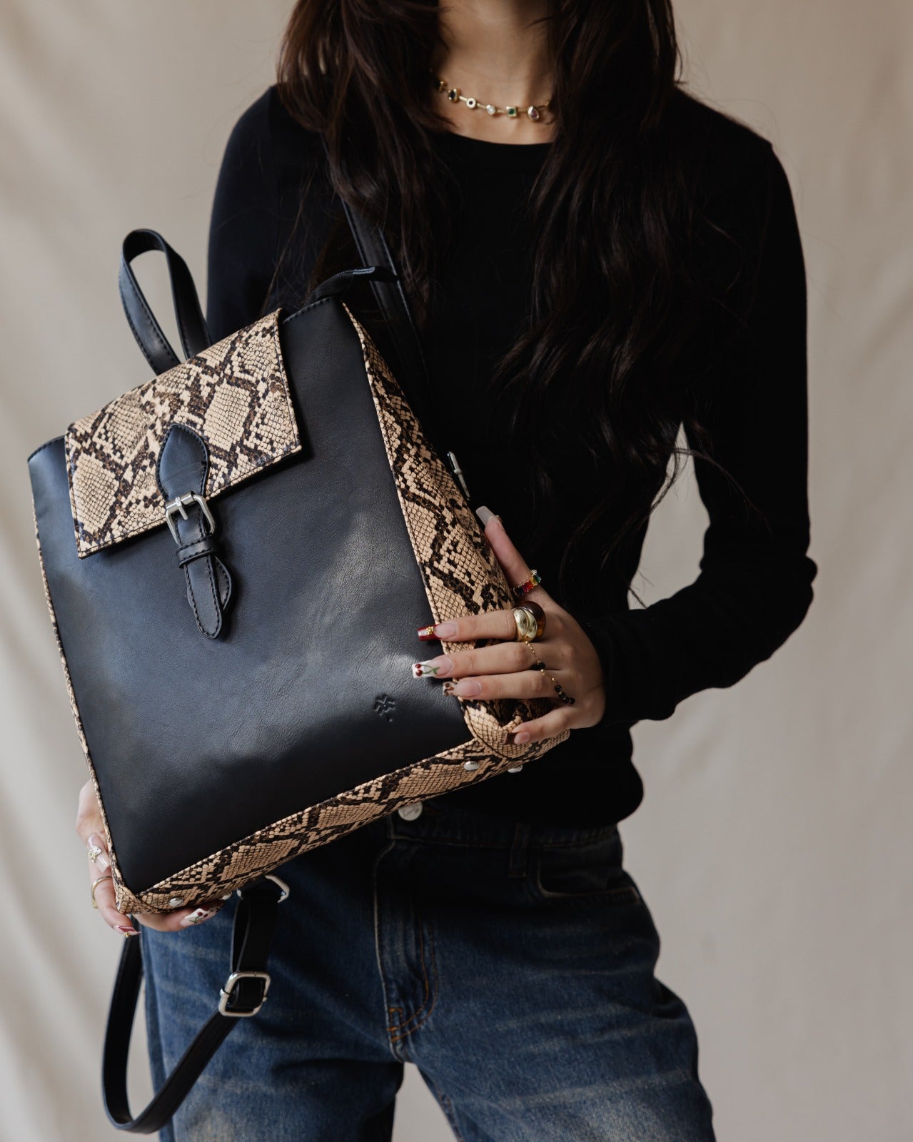 Zaino Rettangolo SnakeSkin Marrone