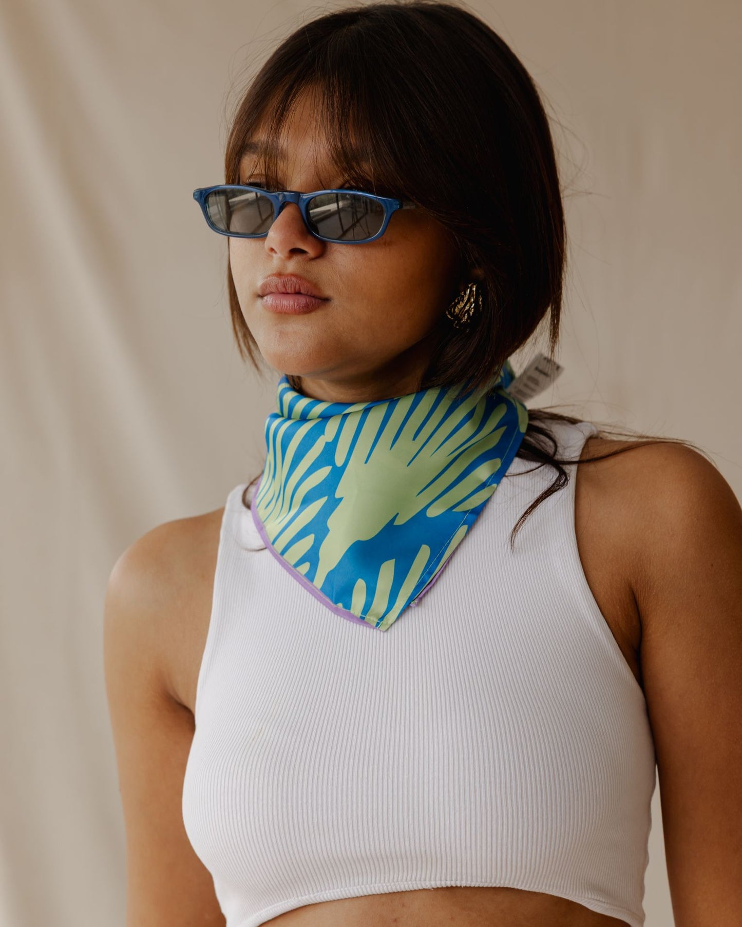 Shells Scarf Bright Green X Blue
