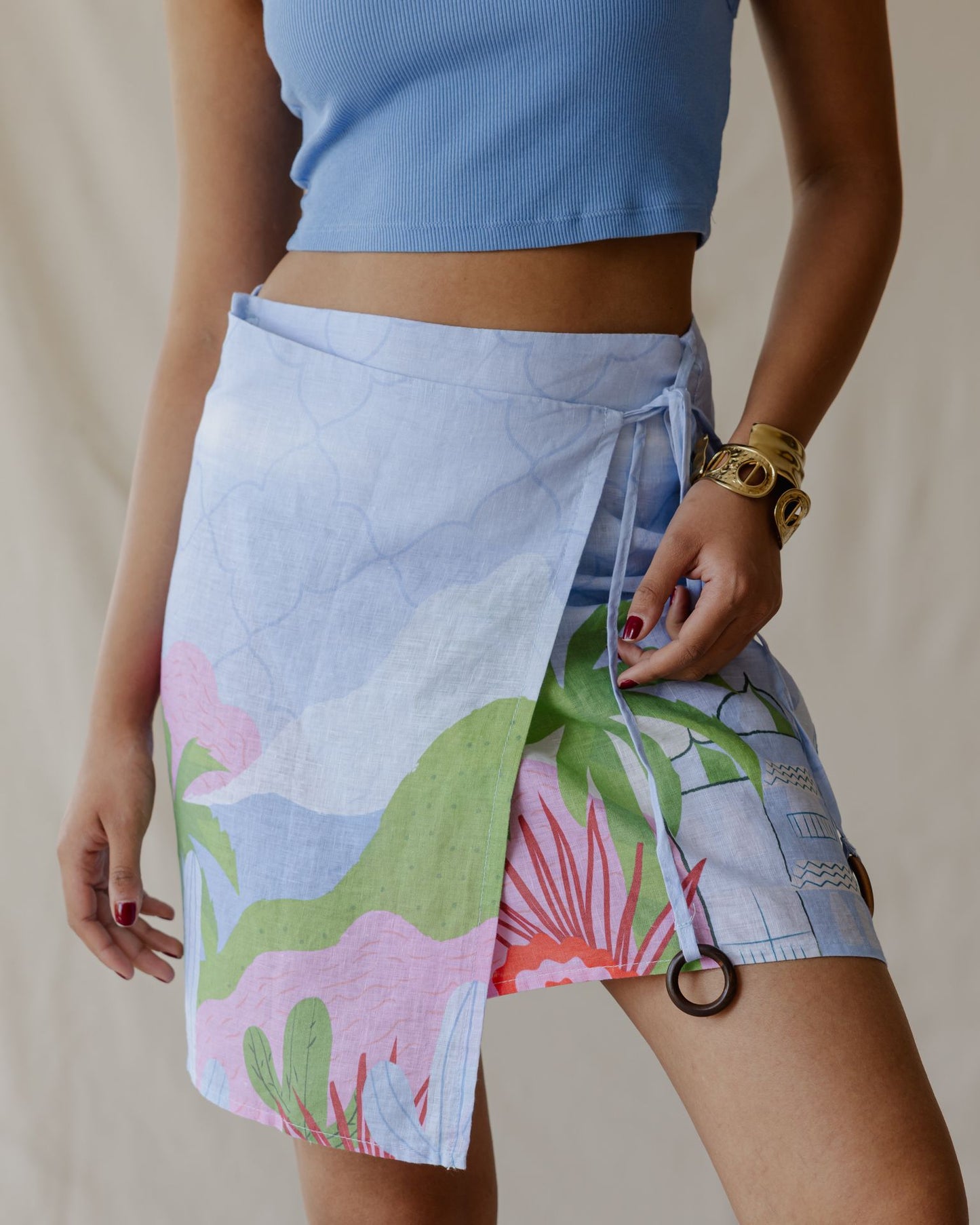Blue Sunrise Oasis Linen Skirt