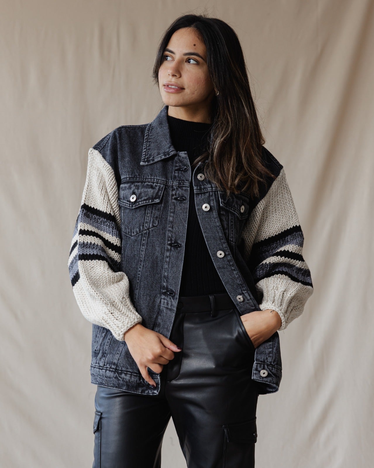 Giacca in denim Ace Trico X nera