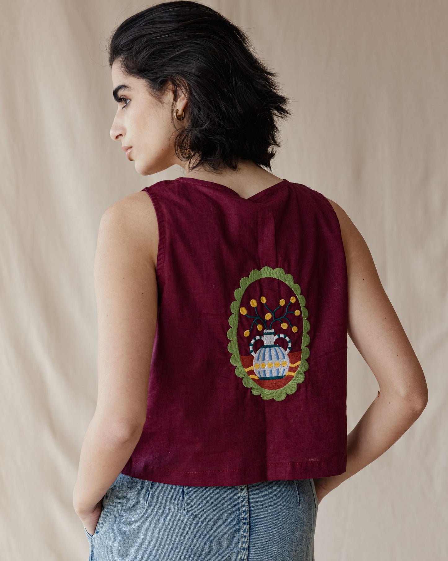 Gilet ricamato Sunflare Gecko Borgogna