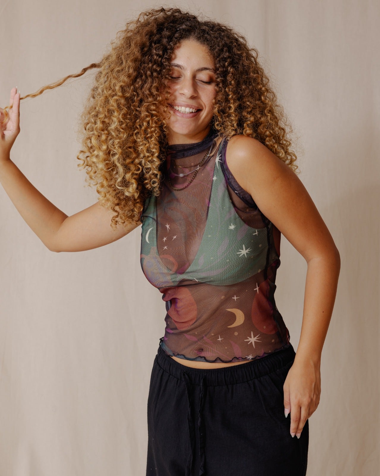 Tropical Twilight Mesh Top