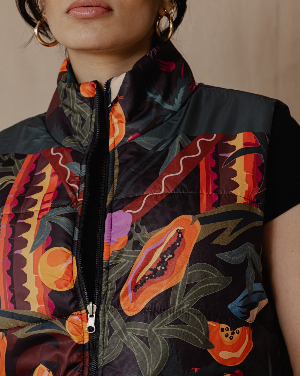 Gilet impermeabile Tropical Feels nero