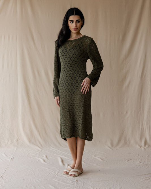 Dusk Olive Strickkleid
