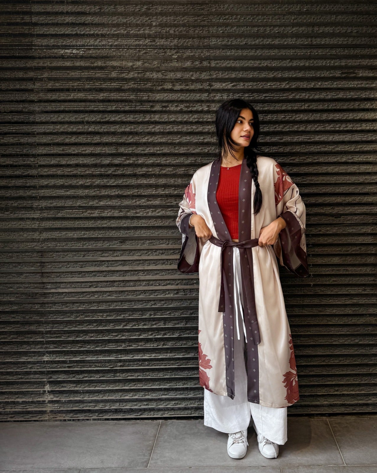 Kimono Satiné Lilly Garden Pêche Clair