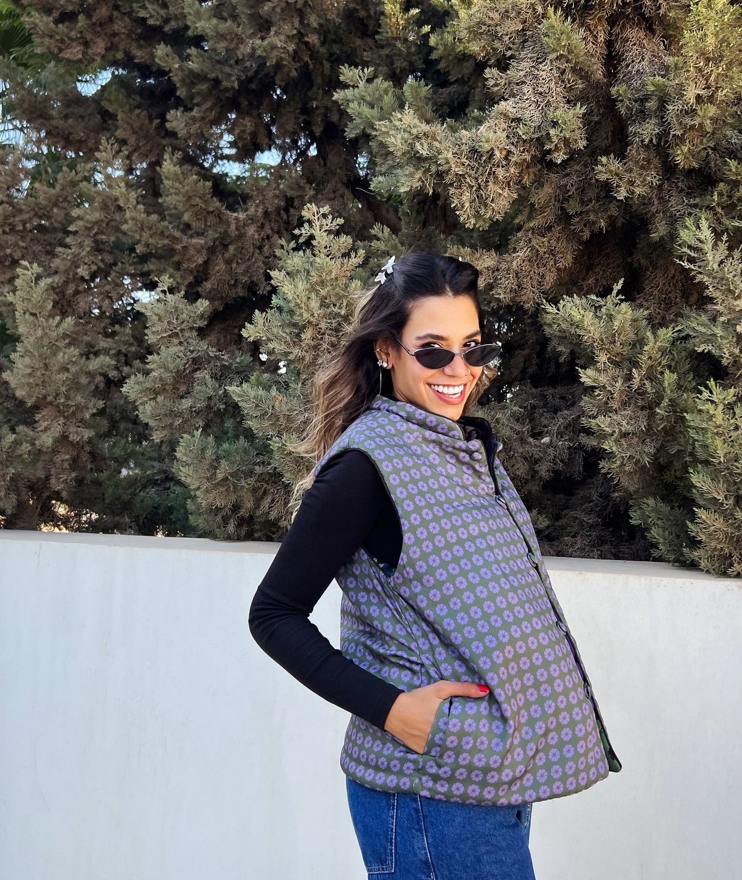 Gilet reversibile Botanical Garden blu navy