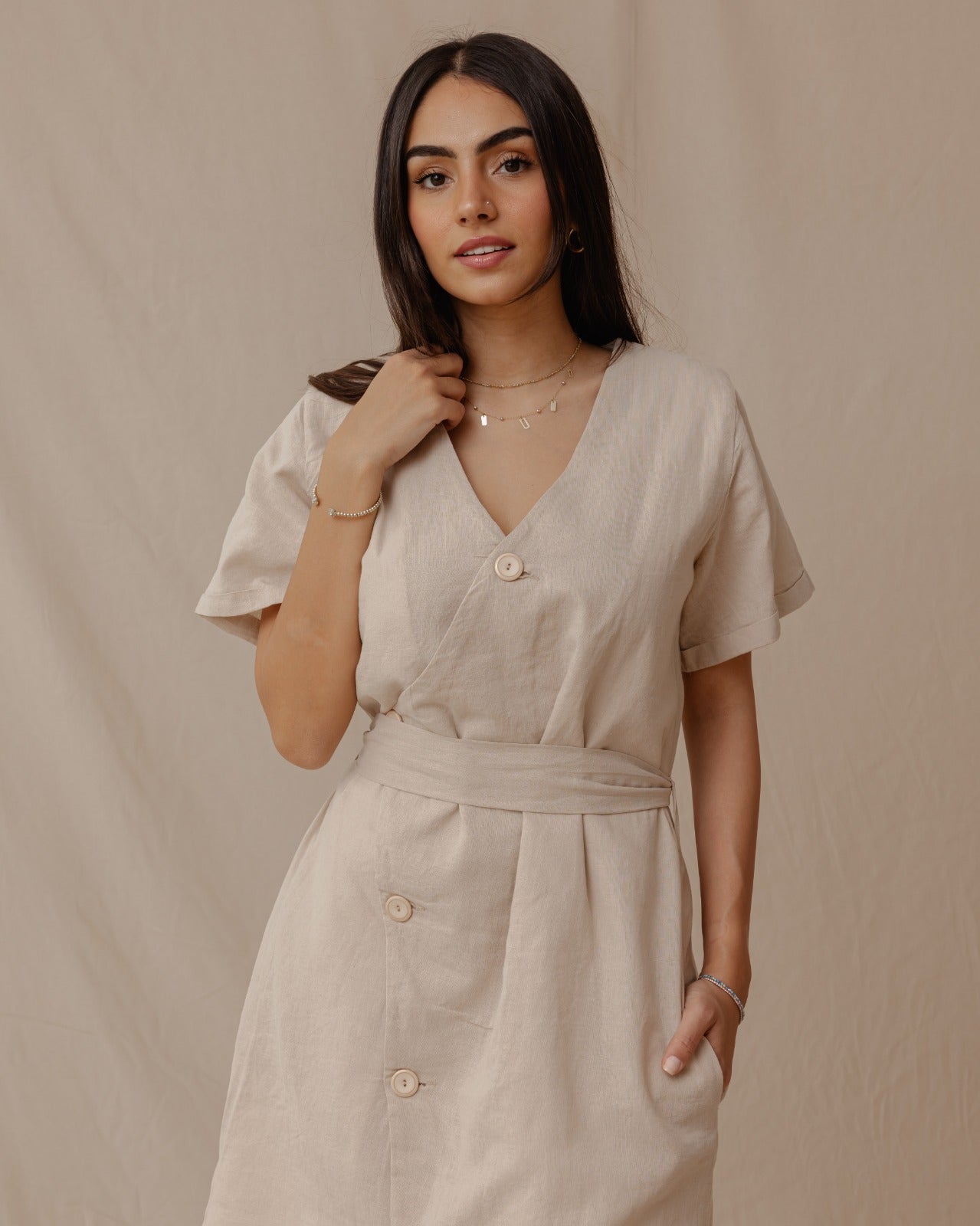 Abito in lino Resort Beige