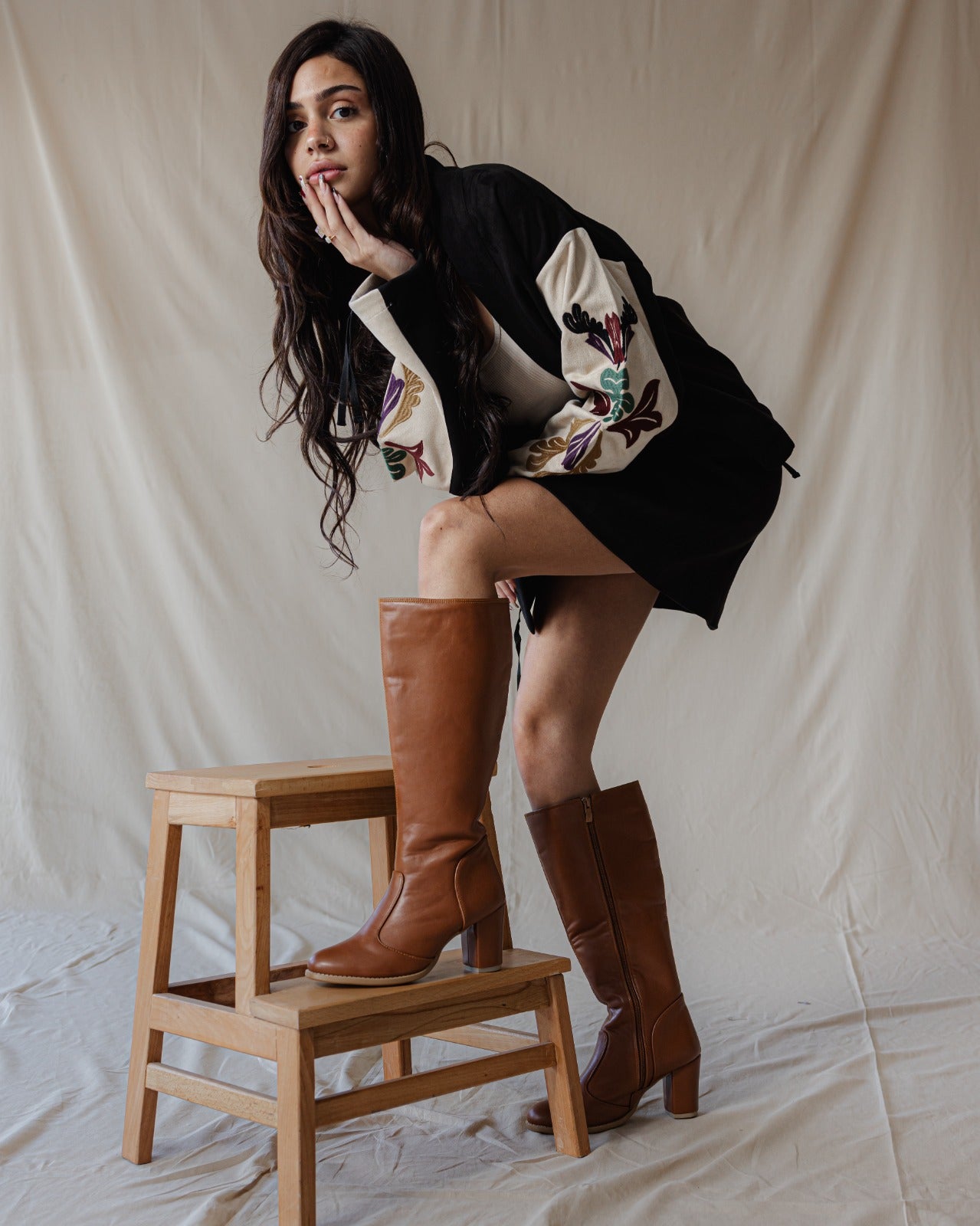 Knee High Leather Boots Havane