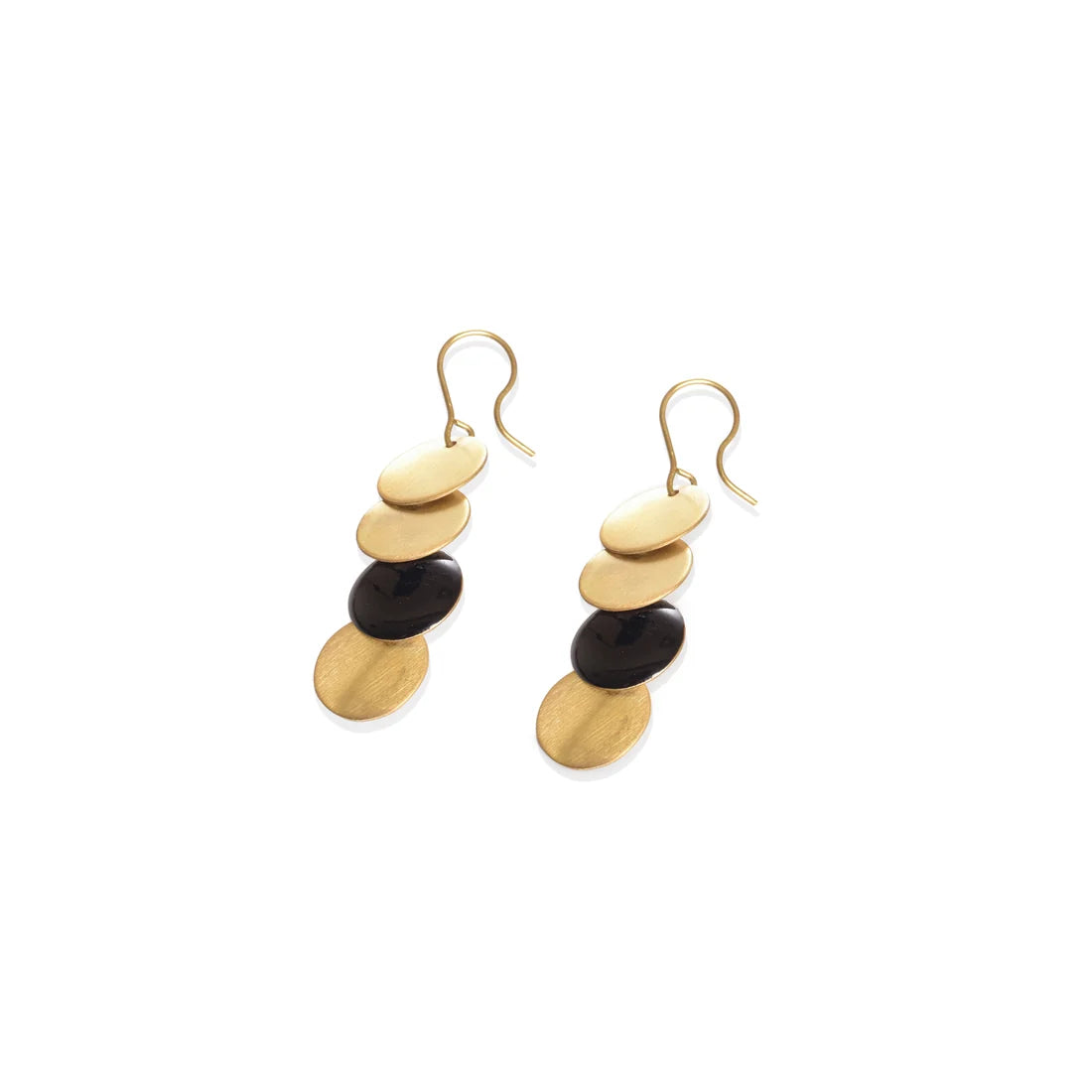 Enamel Brass Circular Earrings Black