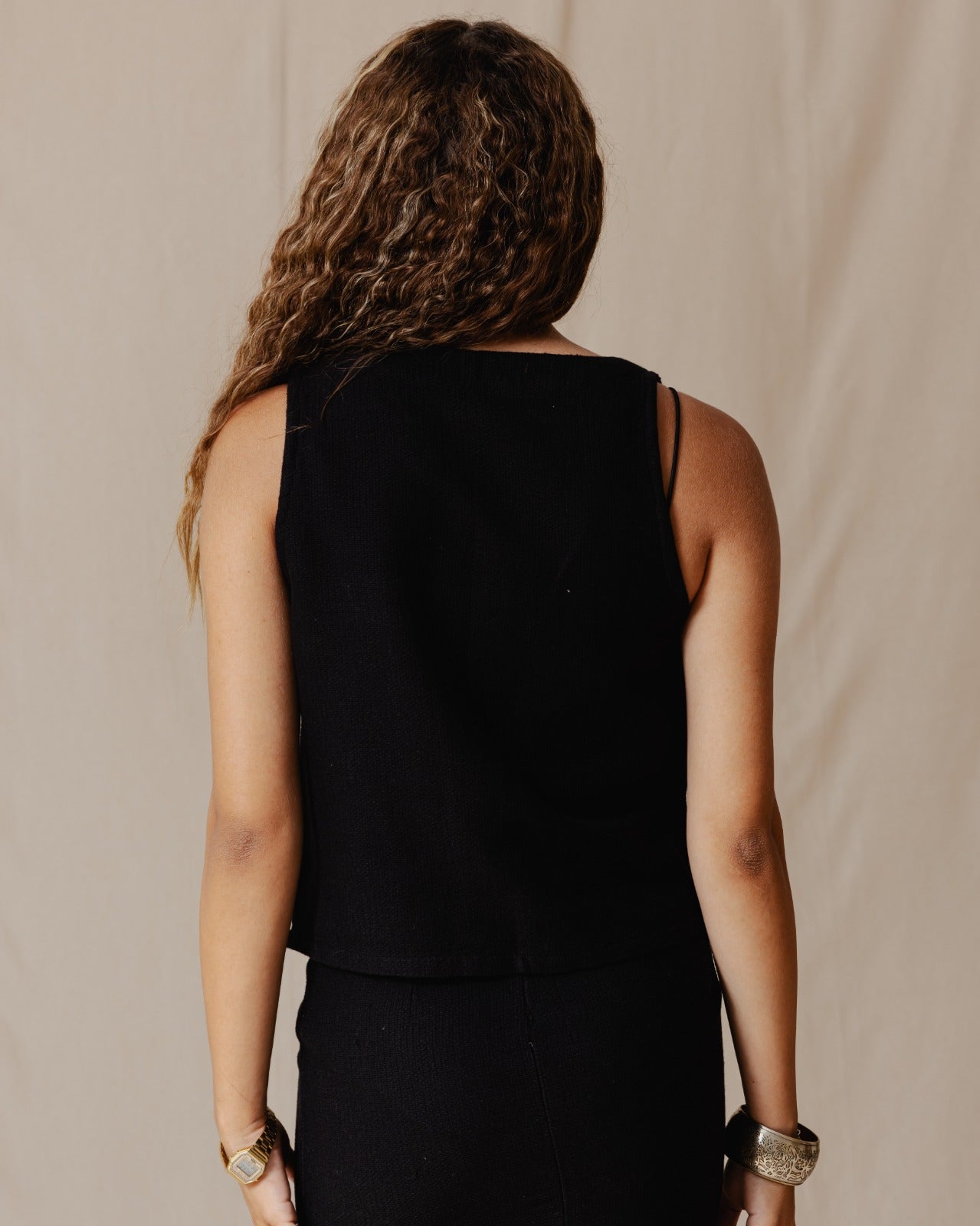 Gilet a maglia frontale nero