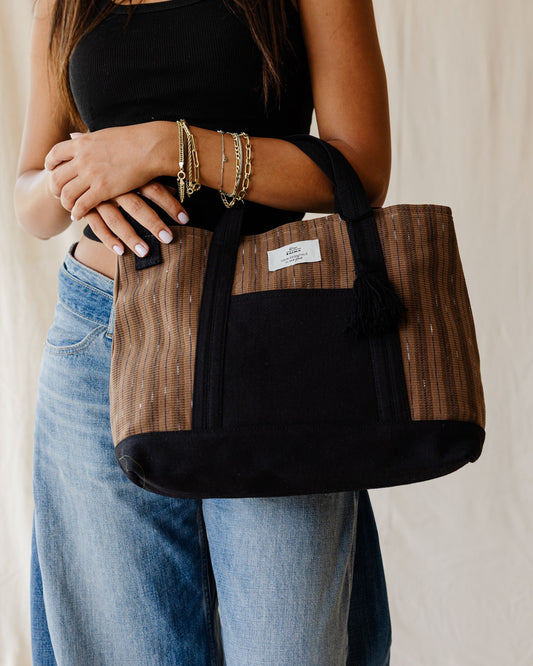 Brown Striped Cross Bag