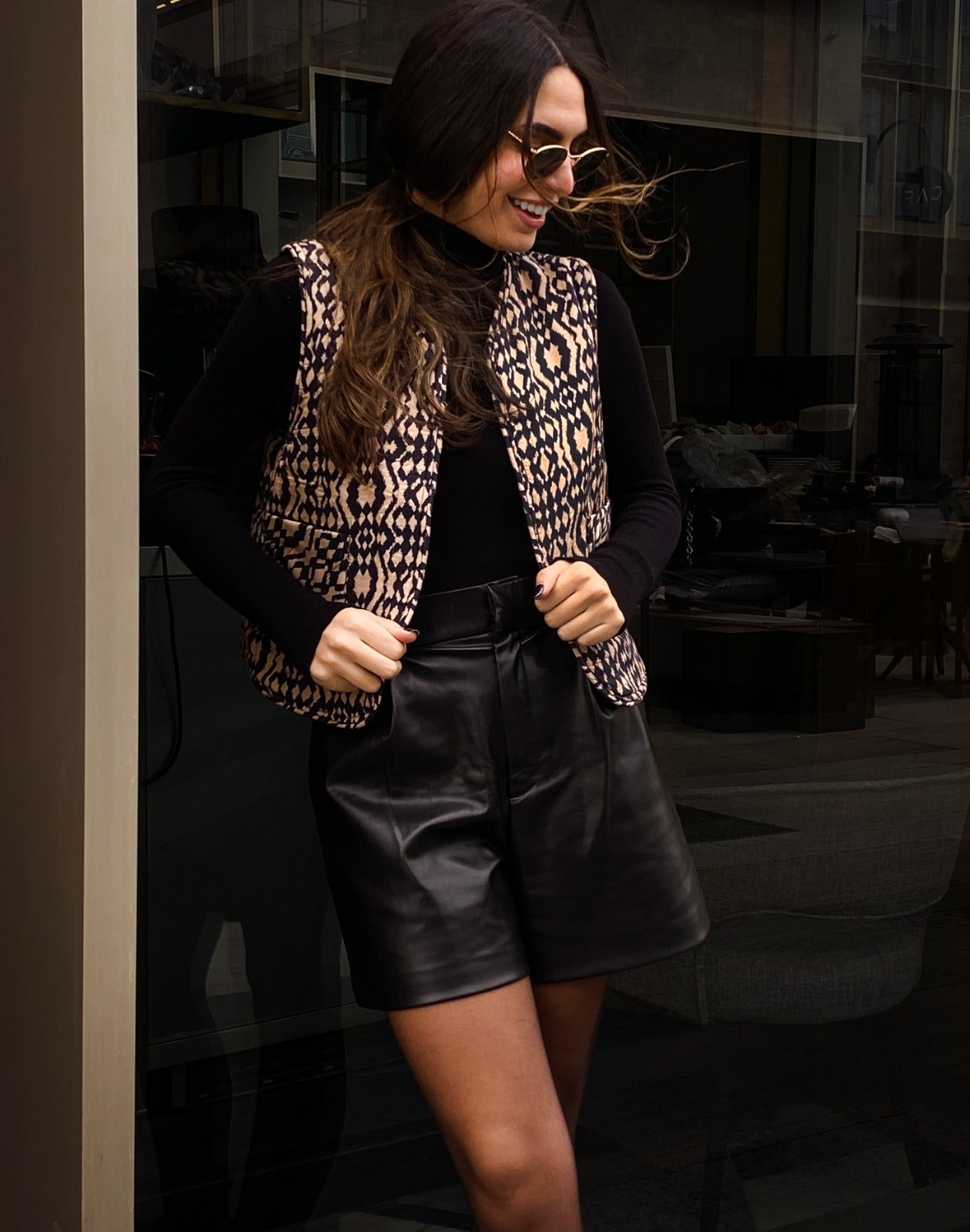 Palmera Colete Reversível Preto X Canela