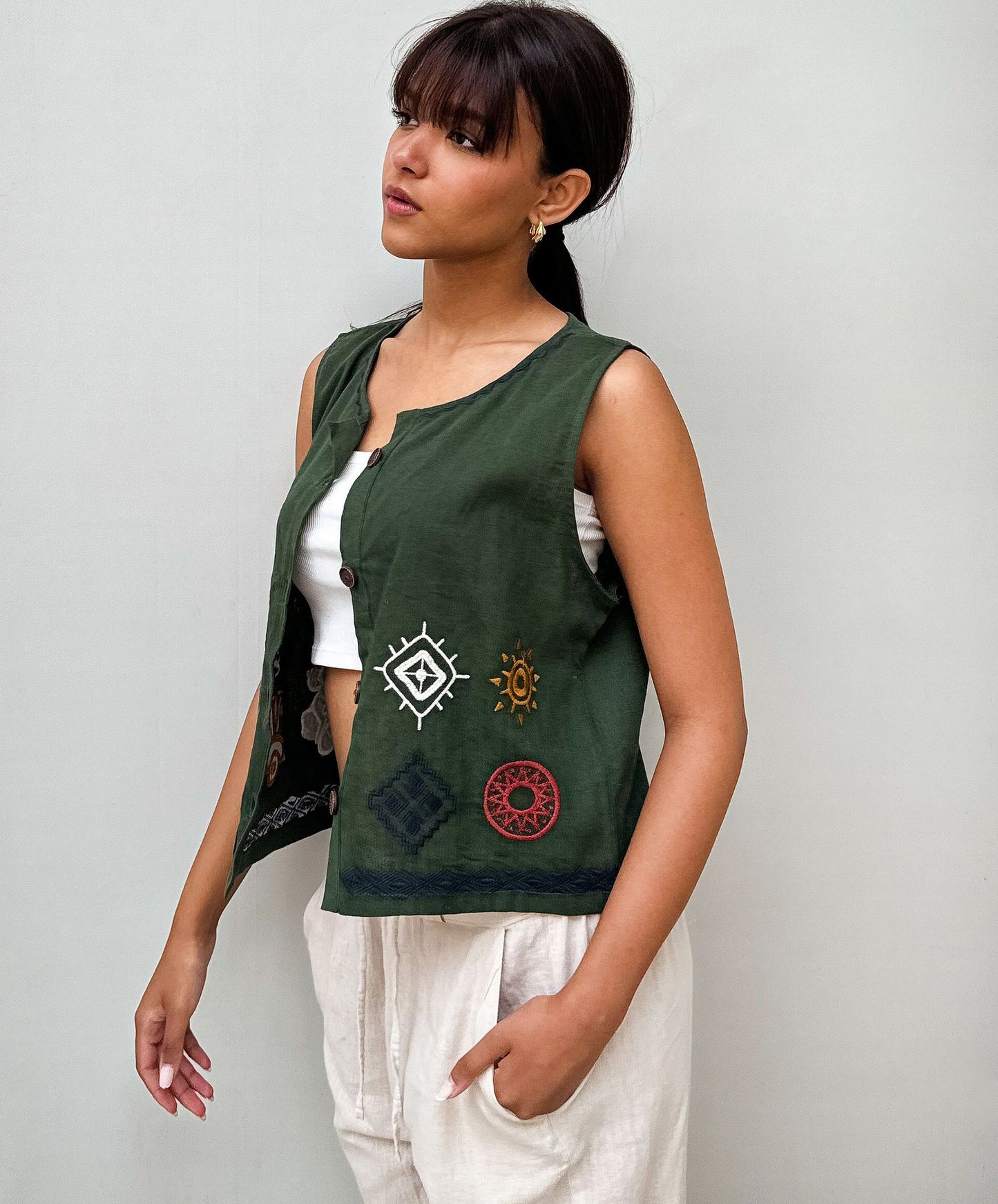 The Boho Lizard Vest Olive