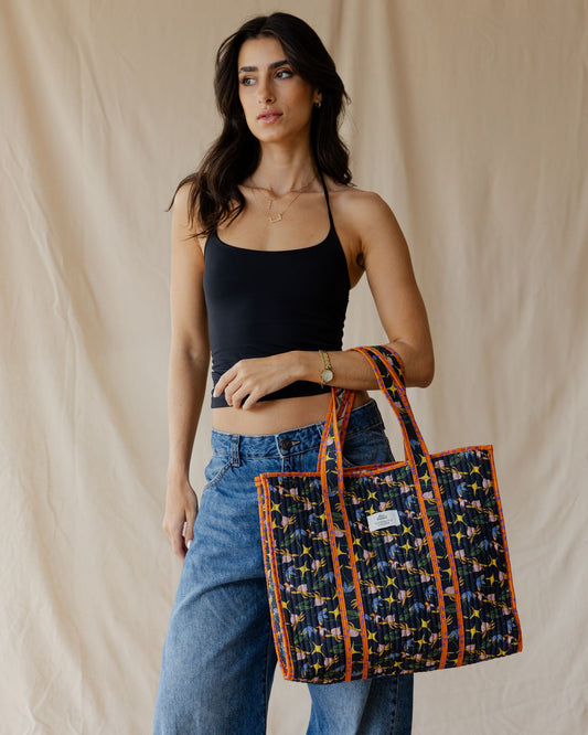 Exotic Bird Quilted Tote Bag