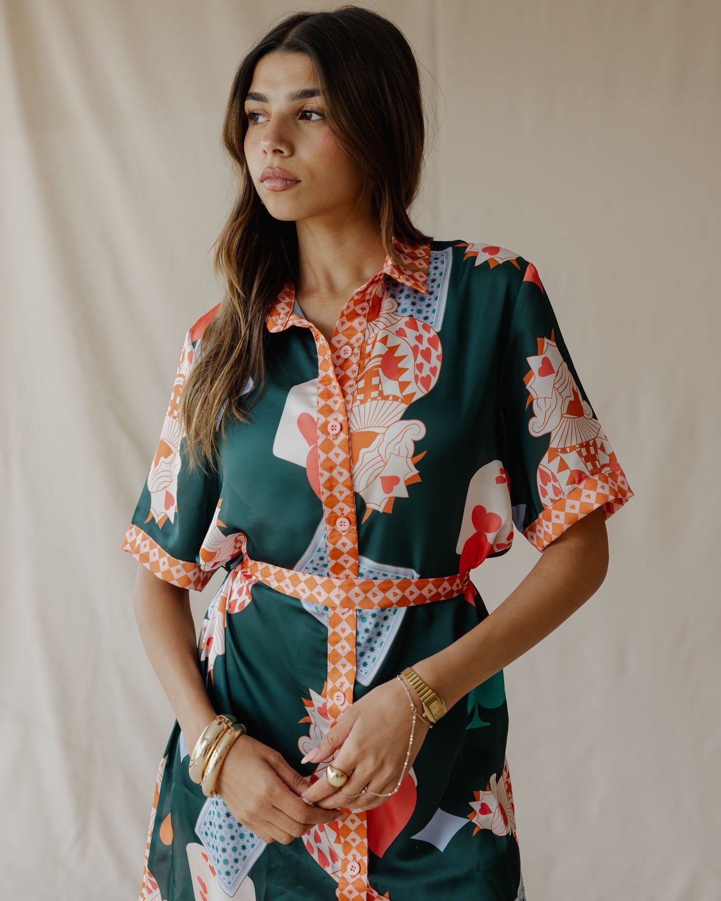 Abito camicia in raso Hearts On Deck