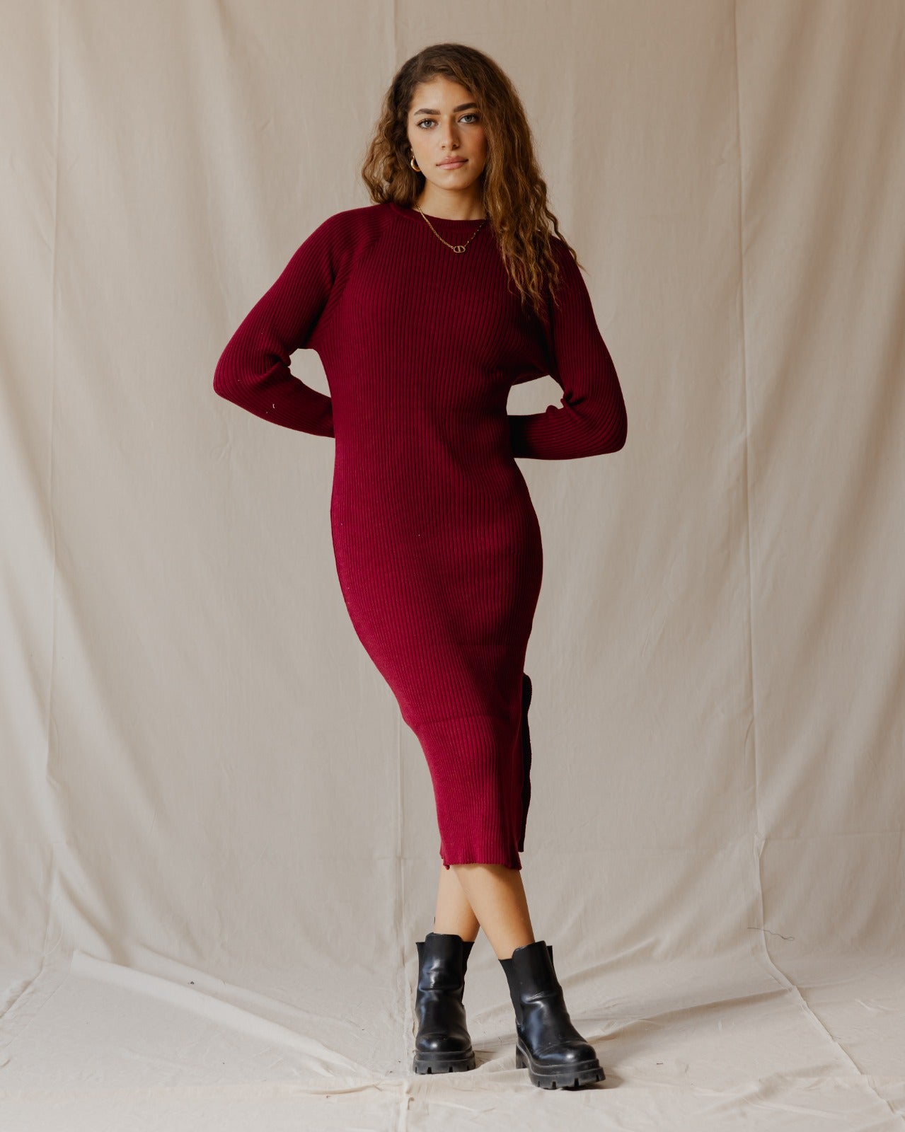 Abito in maglia audace Borgogna