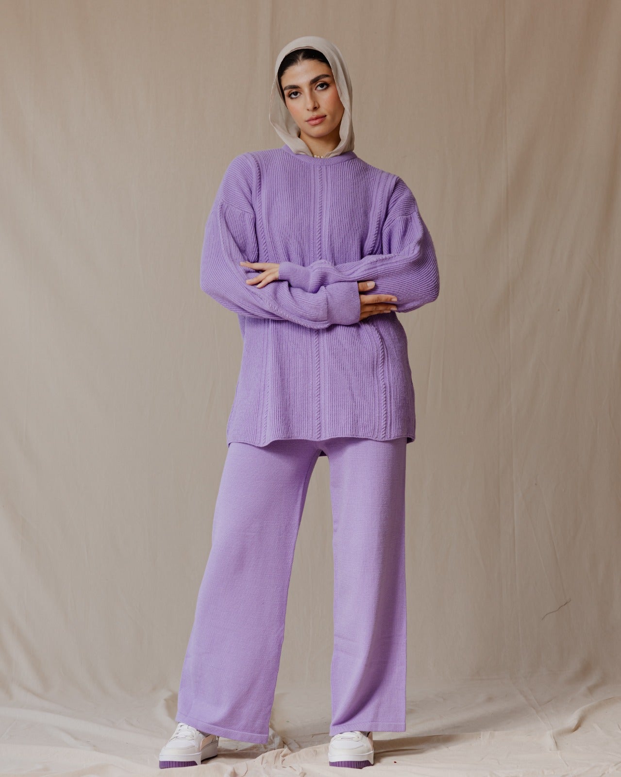 Set maglia intrecciata viola