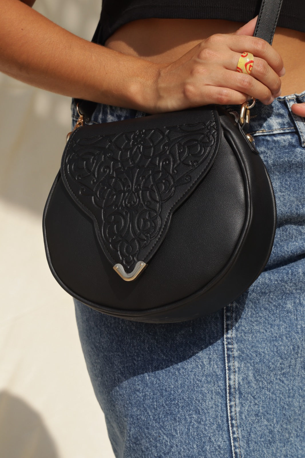Borsa a tracolla Intaglio nera