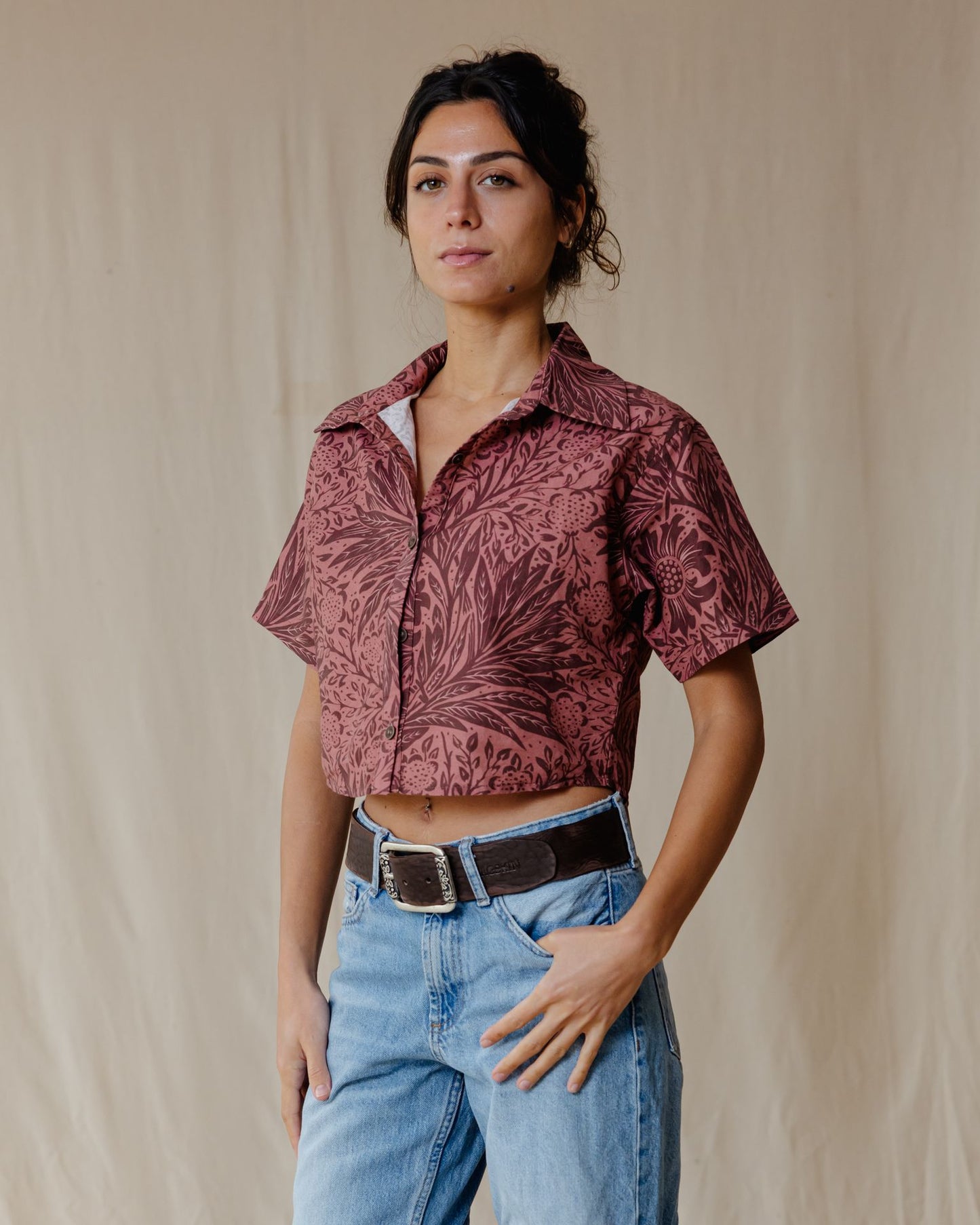 Camisa Antique Bloom en Burdeos