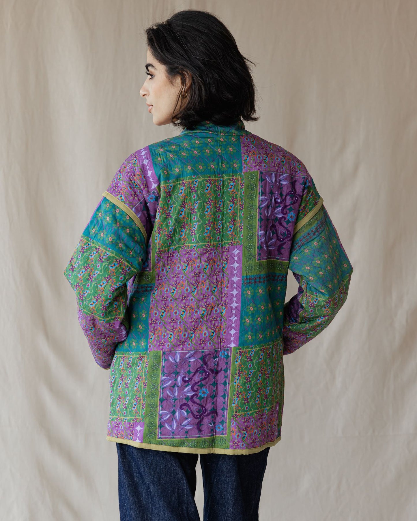 Giacca oversize con fiori di lavanda