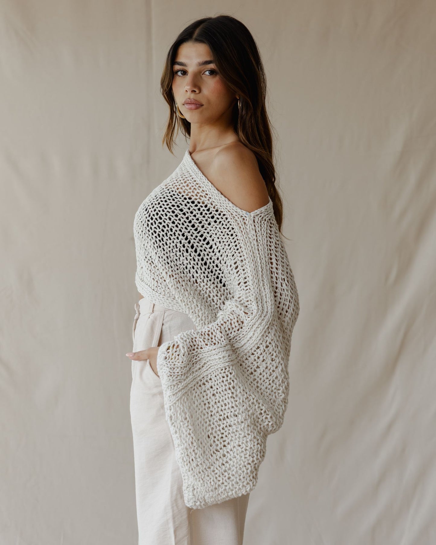 Overlay Crochet Top Off-White