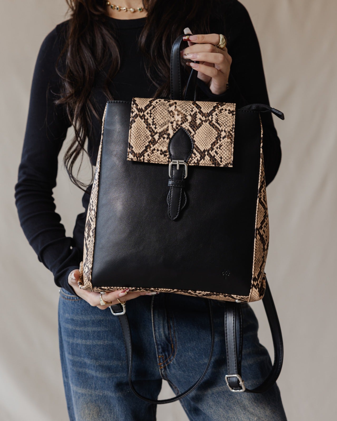 Zaino Rettangolo SnakeSkin Marrone