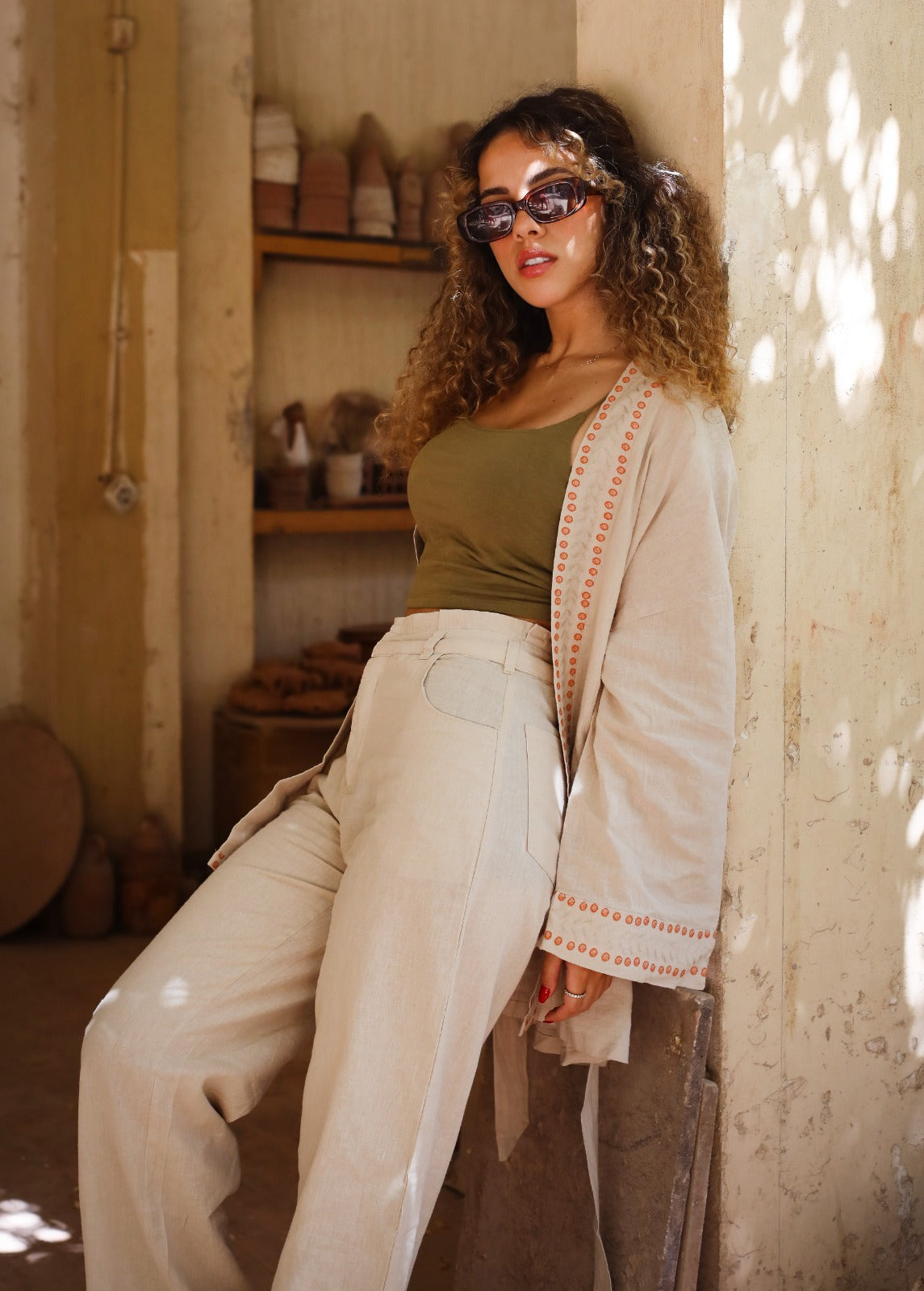 Kimono in lino Gaia Beige