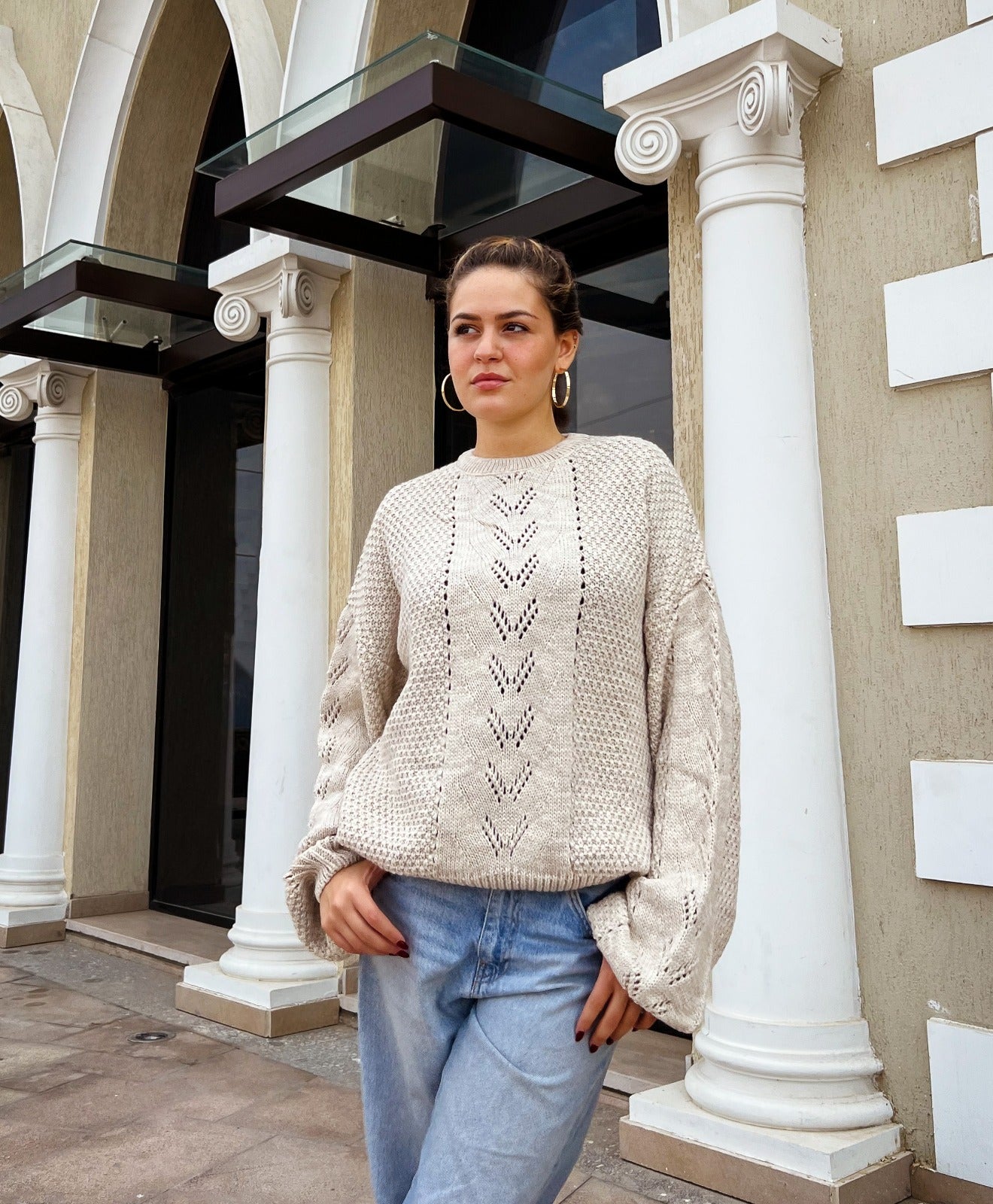 Jersey Punto Pointelle Beige