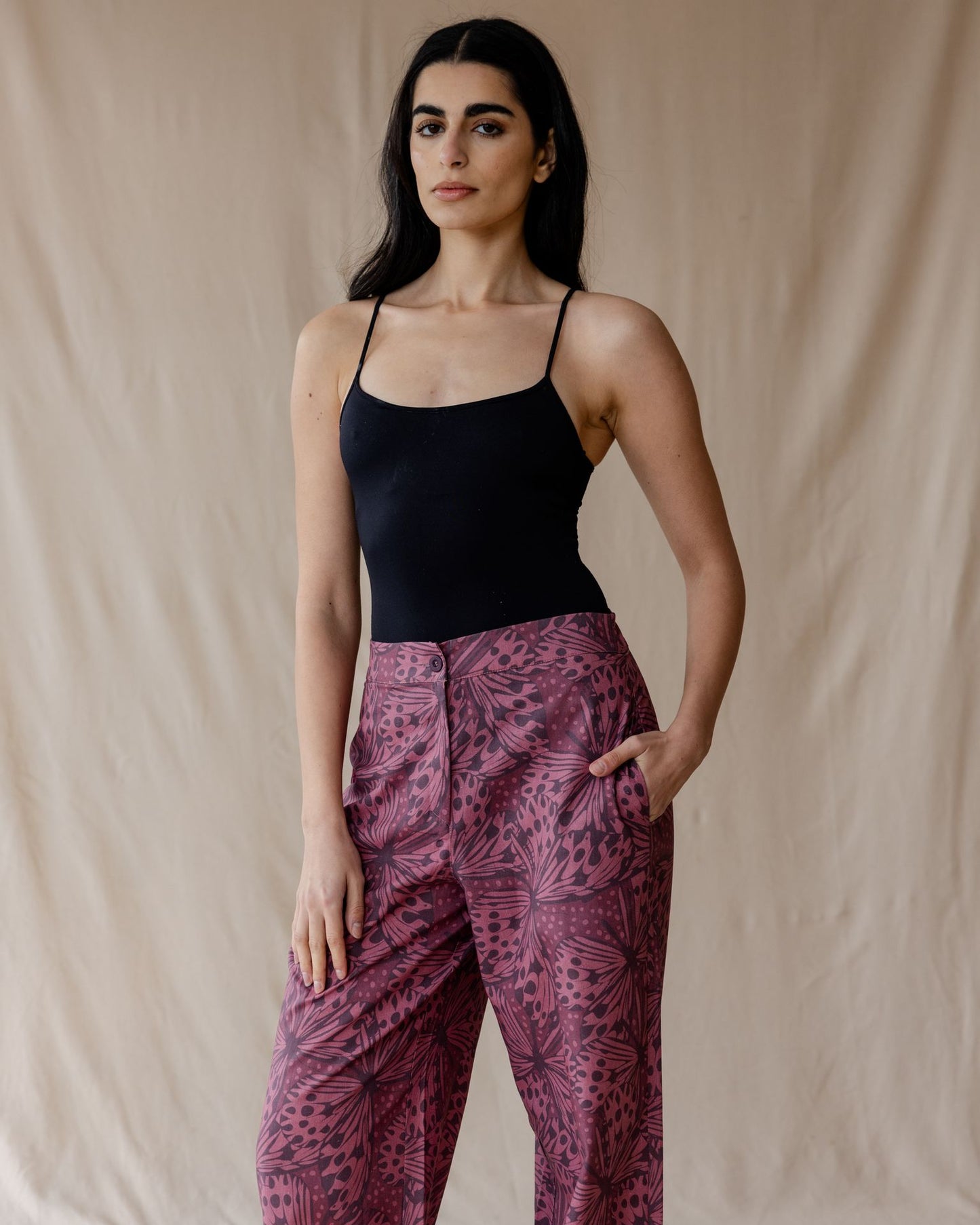 Wings of Bloom Pants In Deep Plum
