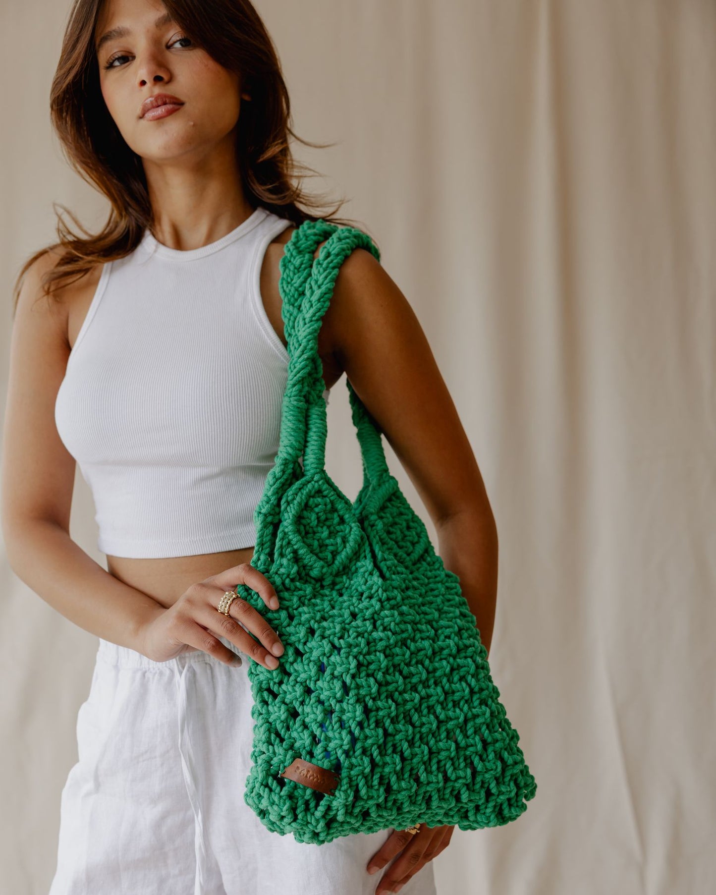 El bolso de crochet para todos los días en verde