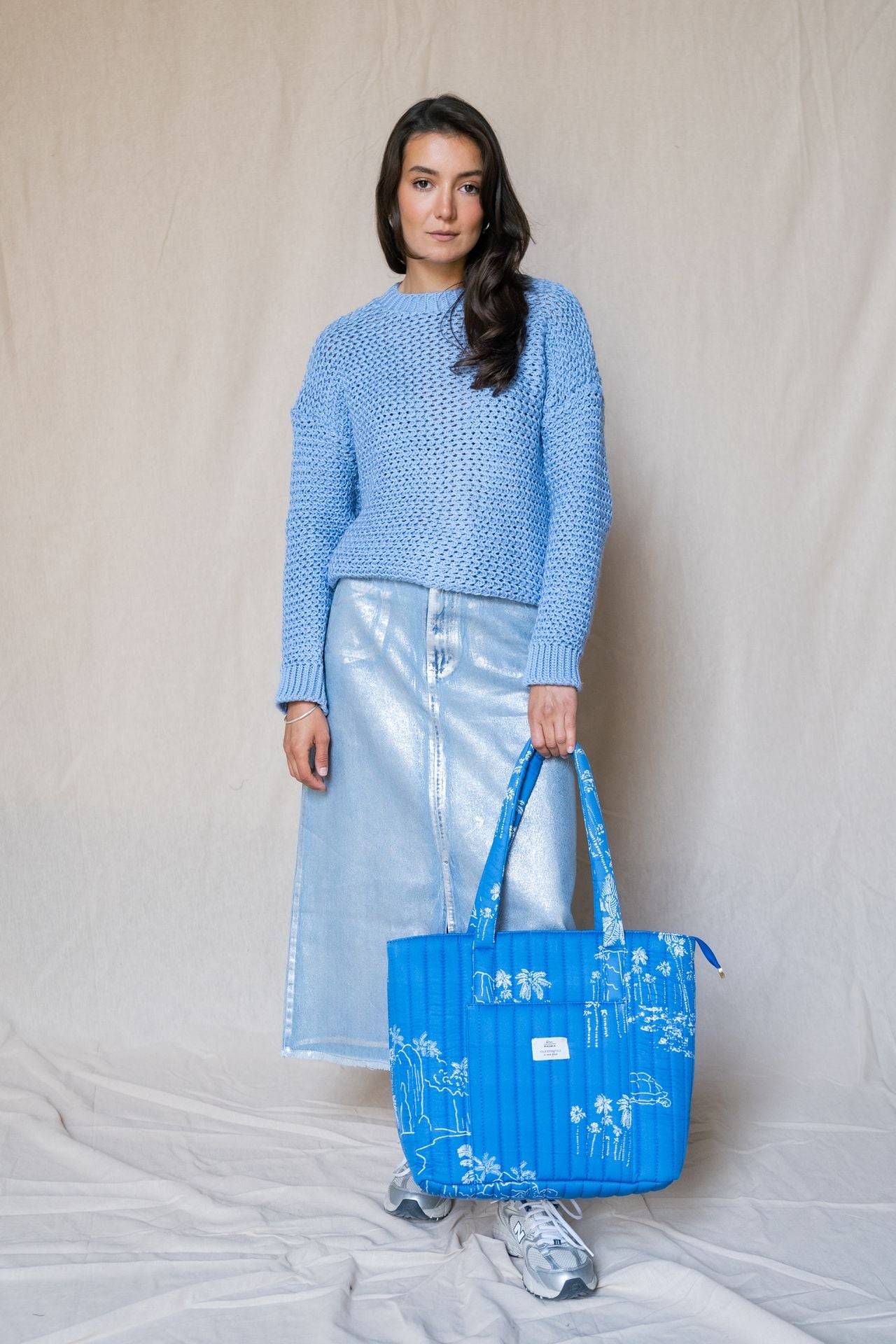 White Palms Quilted Tote Bag
