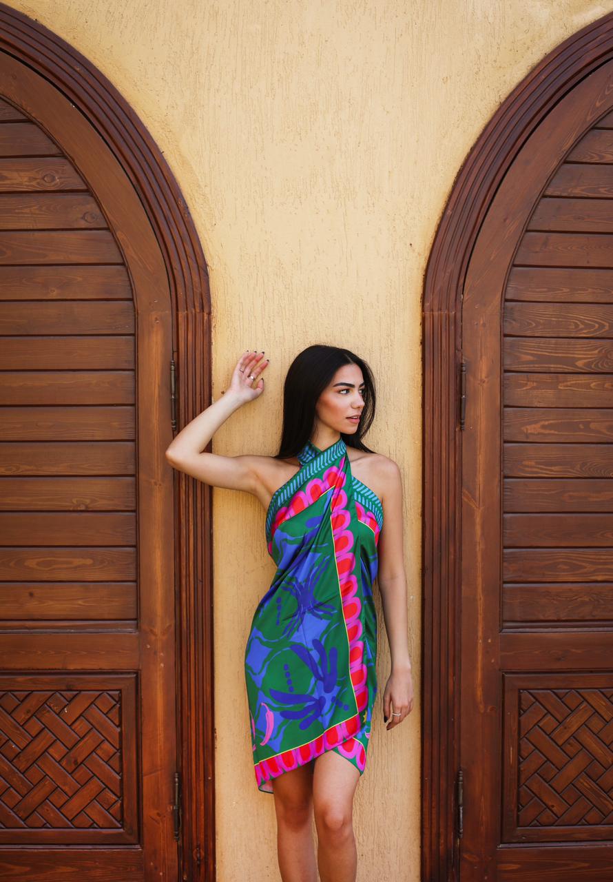 Sarong Island Palm in verde acqua X