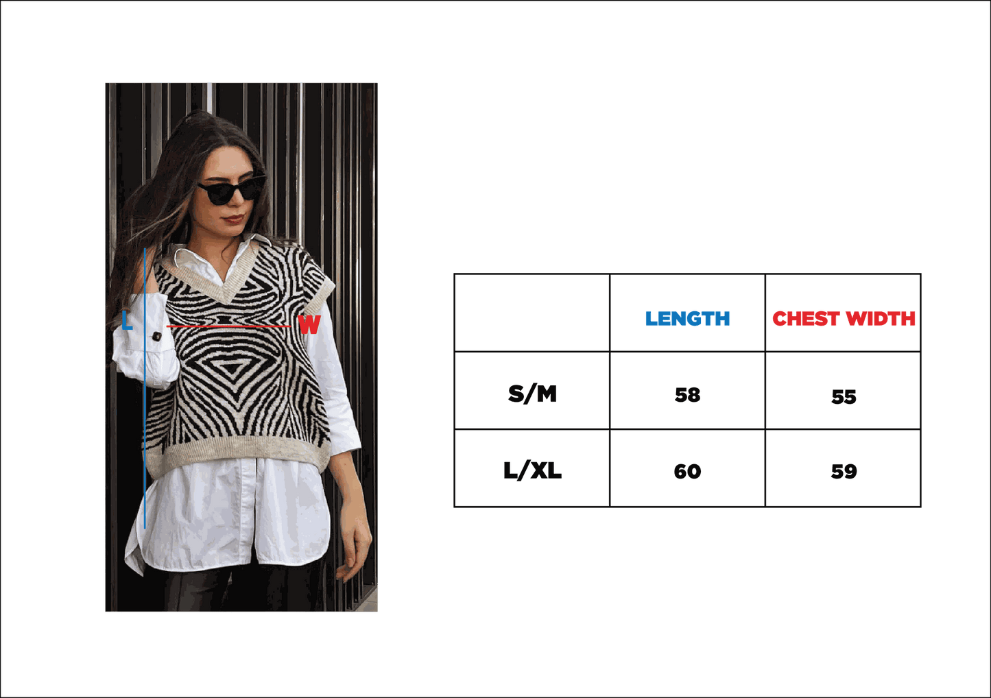 Zebra Illusion Knitted Vest Green X Blue