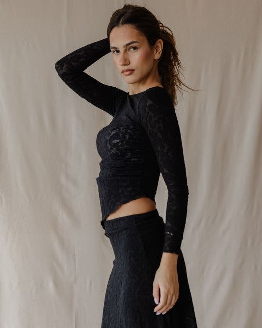 Top de Encaje Moonlight Negro