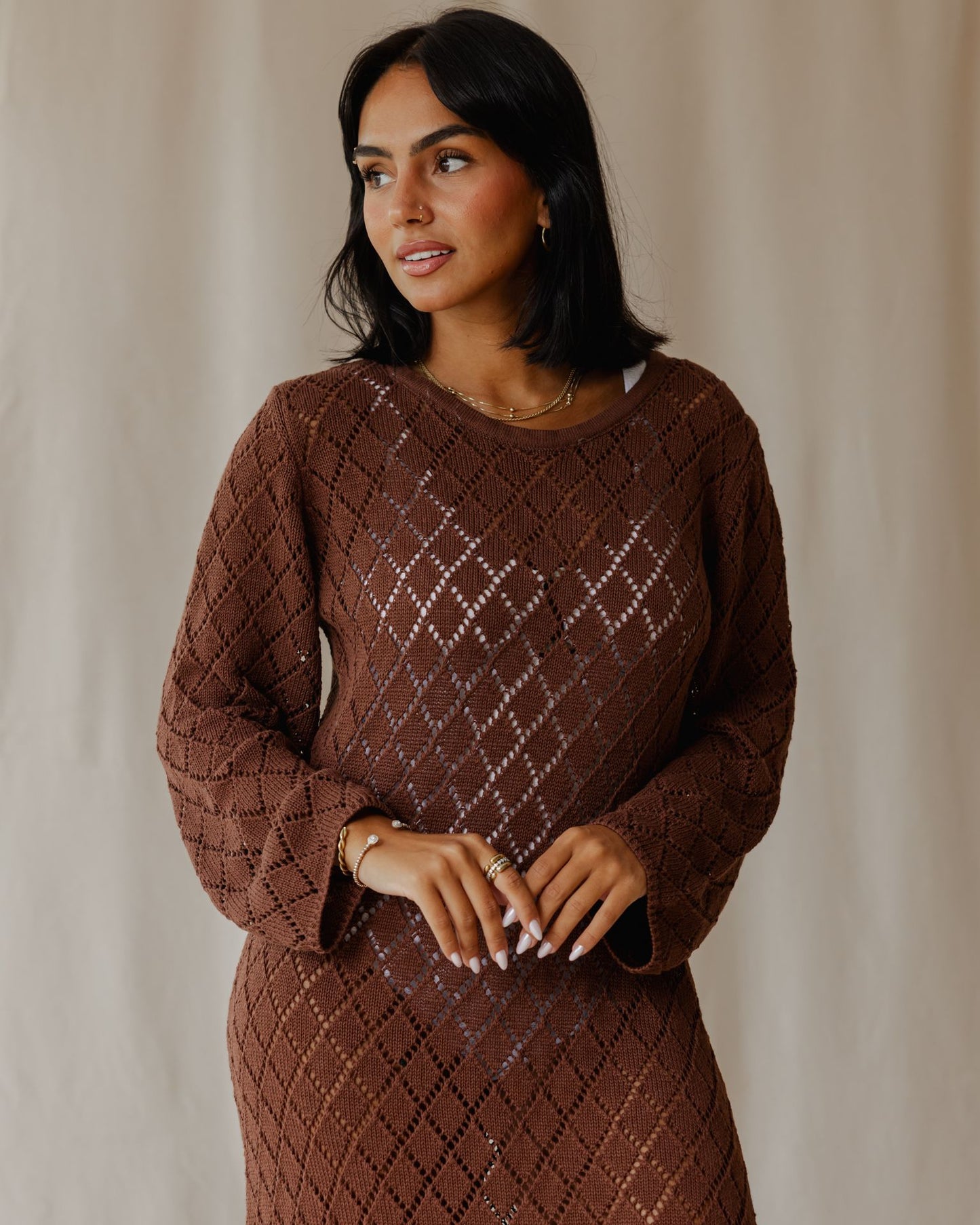 Robe en tricot marron crépuscule