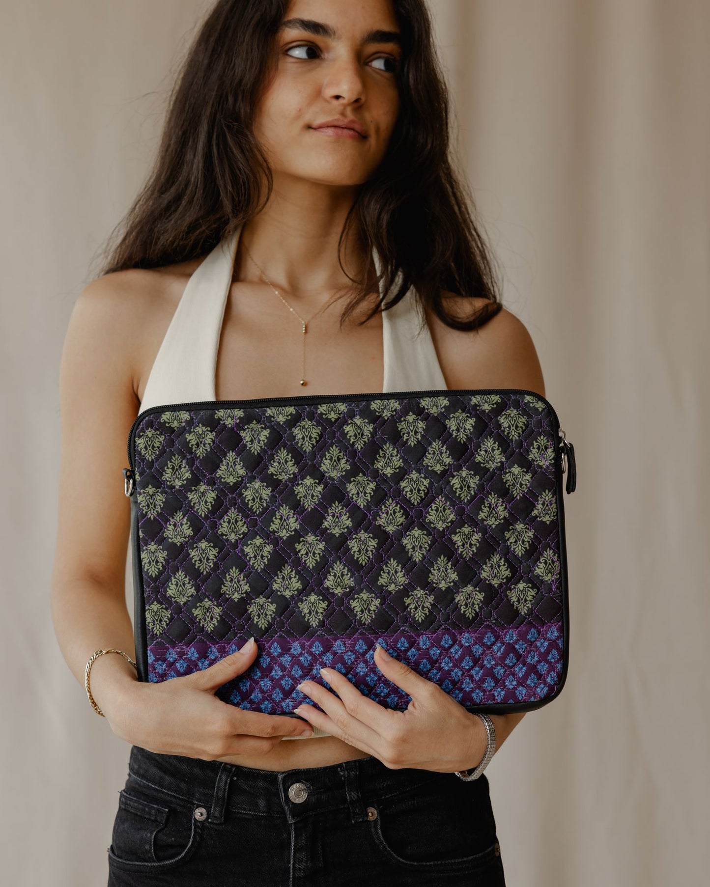 Baroque Quilted Sleeve Black X Purple