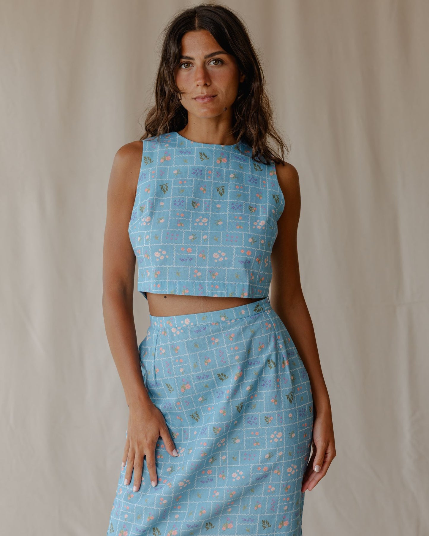 Conjunto de postal de verão azul