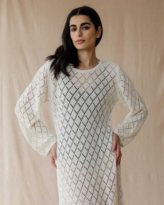 Dusk Off-White Strickkleid