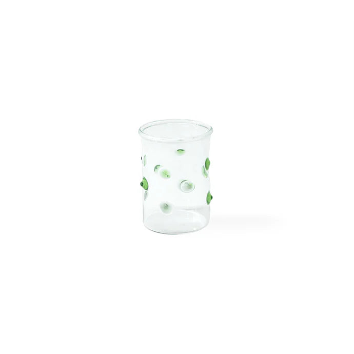 Vaso de Cristal Verde con Lunares