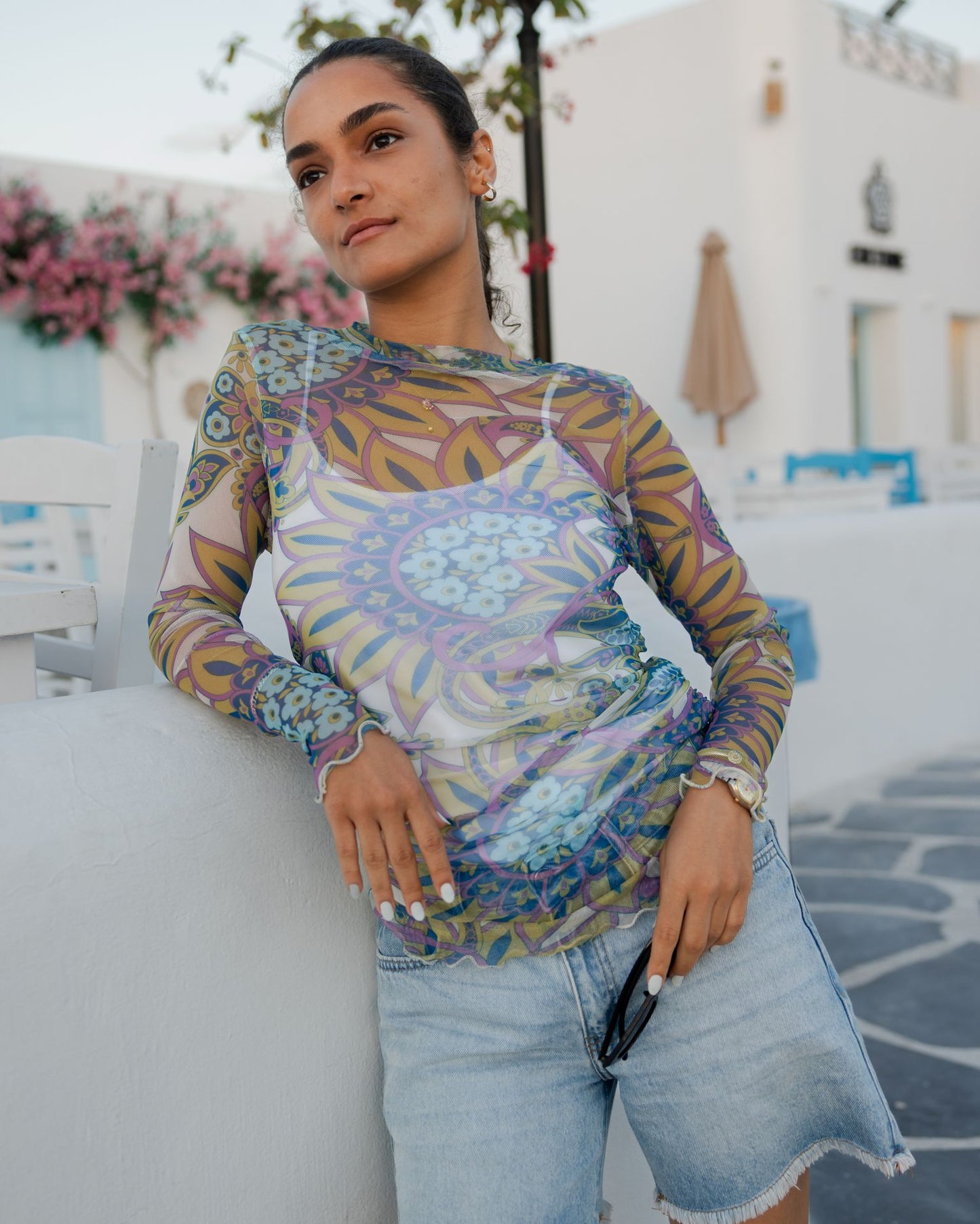 Boho Mesh Top in Blue