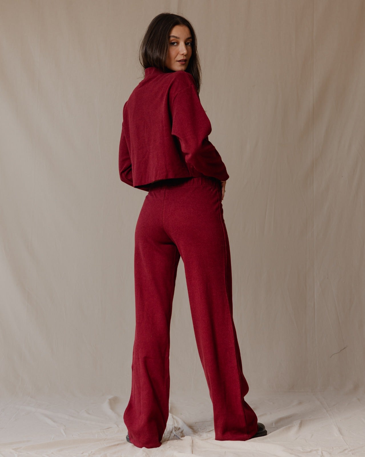 Completo in cashmere rilassato Borgogna