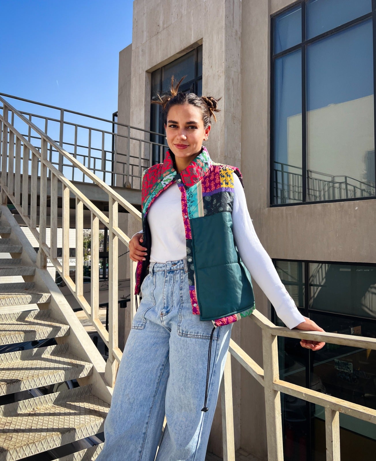 Gilet impermeabile Indian Florals Petrolio